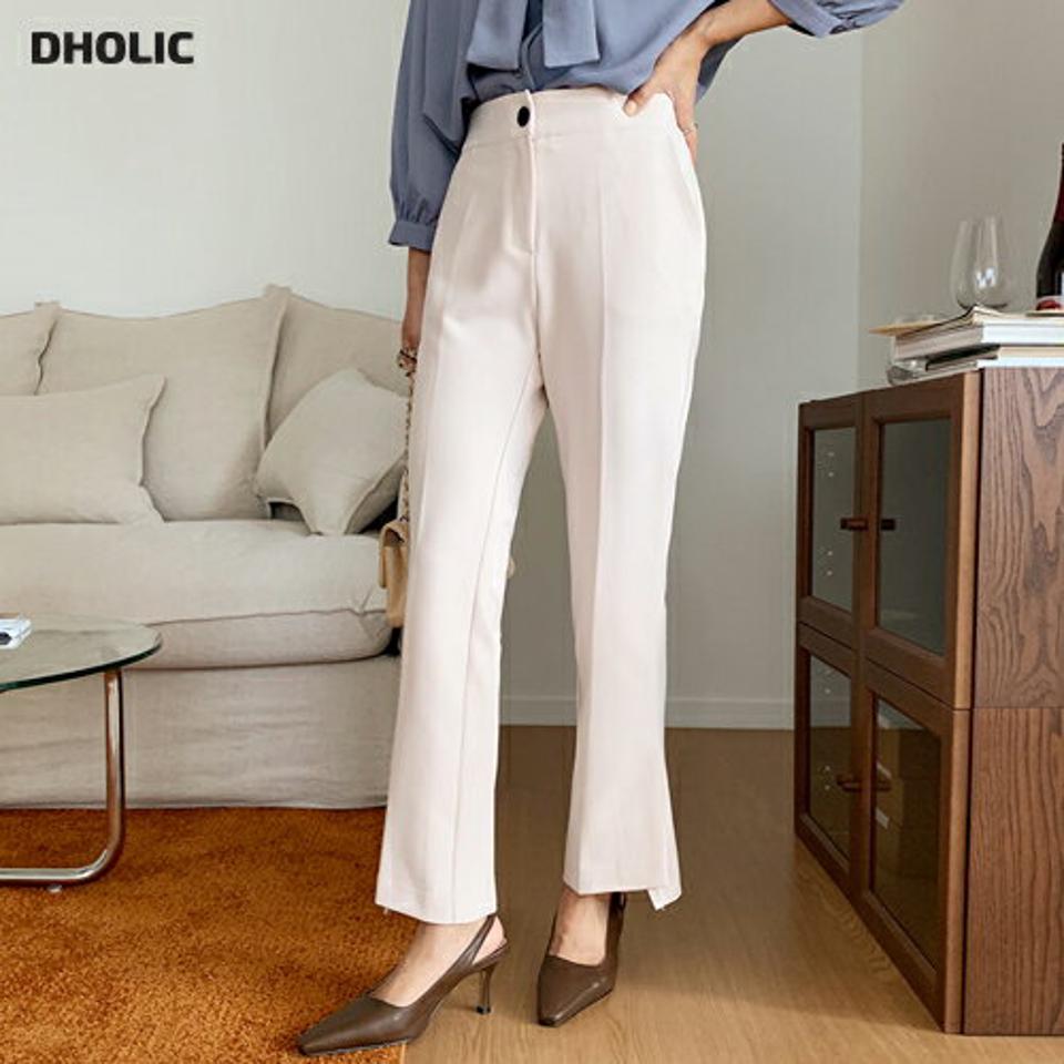 アンバランススリットスラックス・全3色・b64698 レディース 【pt】韓国ファッション ボトムス ロング ロングパンツ スラックスパンツ スラックス スリム ストレート アンバランス ベーシック ポケット デイリー 無地 足長 美脚 秋 春