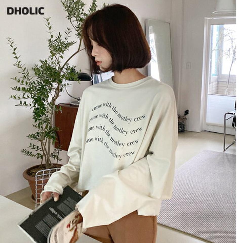 レタリングクロップドTシャツ・全3色・b58021 レディース 【tops】韓国ファッション トップス Tシャツ 大人 長袖 ラウンドネック クロップド丈 レタリング カジュアル シンプル 体型カバー デイリー 細身 フェミニン 上品 秋 春