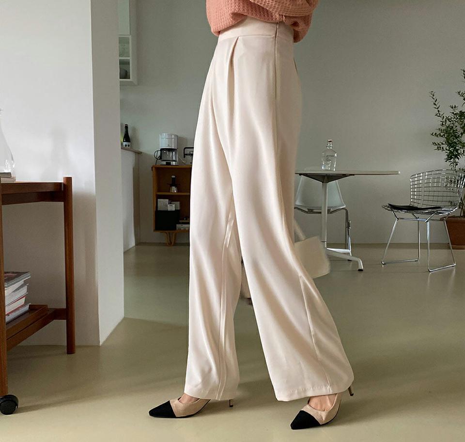 バックゴムロングスラックス・全3色・t58044 レディース 【pt】韓国 ファッション ボトムス ロング ロングパンツ スラックスパンツ スラックス ロング丈 ストレート ゴム ベーシック ポケット オフィスカジュアル デイリー 足長 美脚 秋 春