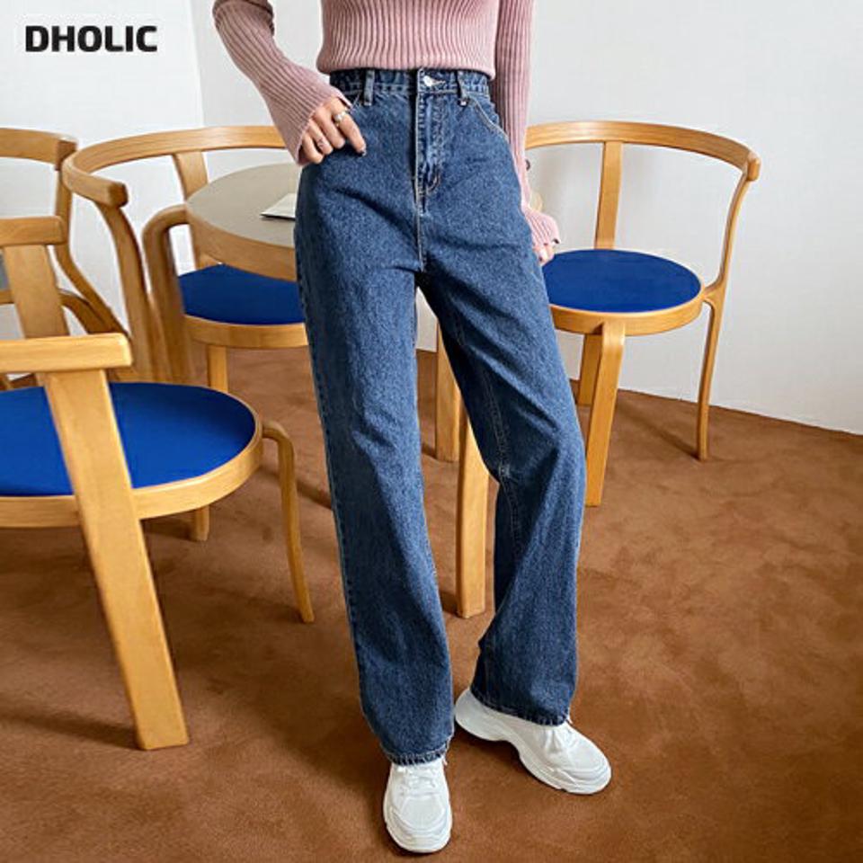 マスクストラップ付ロングストレートデニムパンツ・全2色・t58046 レディース 【pt】韓国ファッション ボトムス ロング ロングパンツ デニム ストレート ハイウエスト ロング丈 ストラップ 体型もカバー デイリー 美脚 足長 シンプル 秋 春243