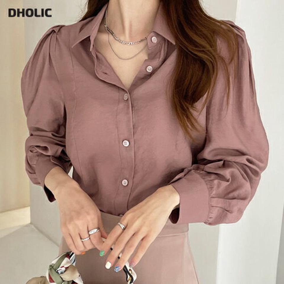 パフスリーブシャツブラウス・全3色・t00235 レディース 【bl】トップス シャツブラウス 長袖 ブラウス パフスリーブ パフ袖 ゆったり 上品 大人 きれいめ 春 秋 韓国ファッション ハイホリHIHOLLI