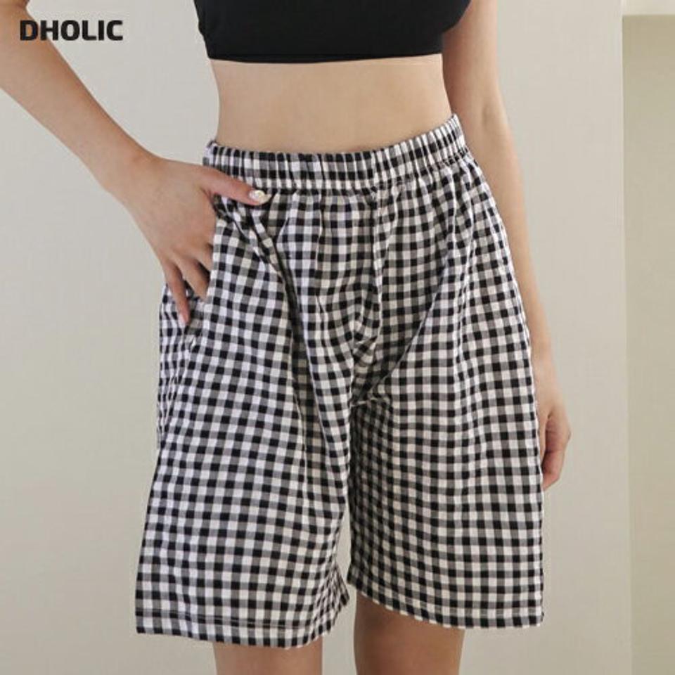 ギンガムチェックショートパジャマパンツ・全4色・d44807 レディース 【uw】韓国ファッション ランジェリー 下着 パジャマパンツ パジャマ ルームウェア パンツ ショート ギンガム チェック ショート丈 ゴム ワイド 大人 秋 春