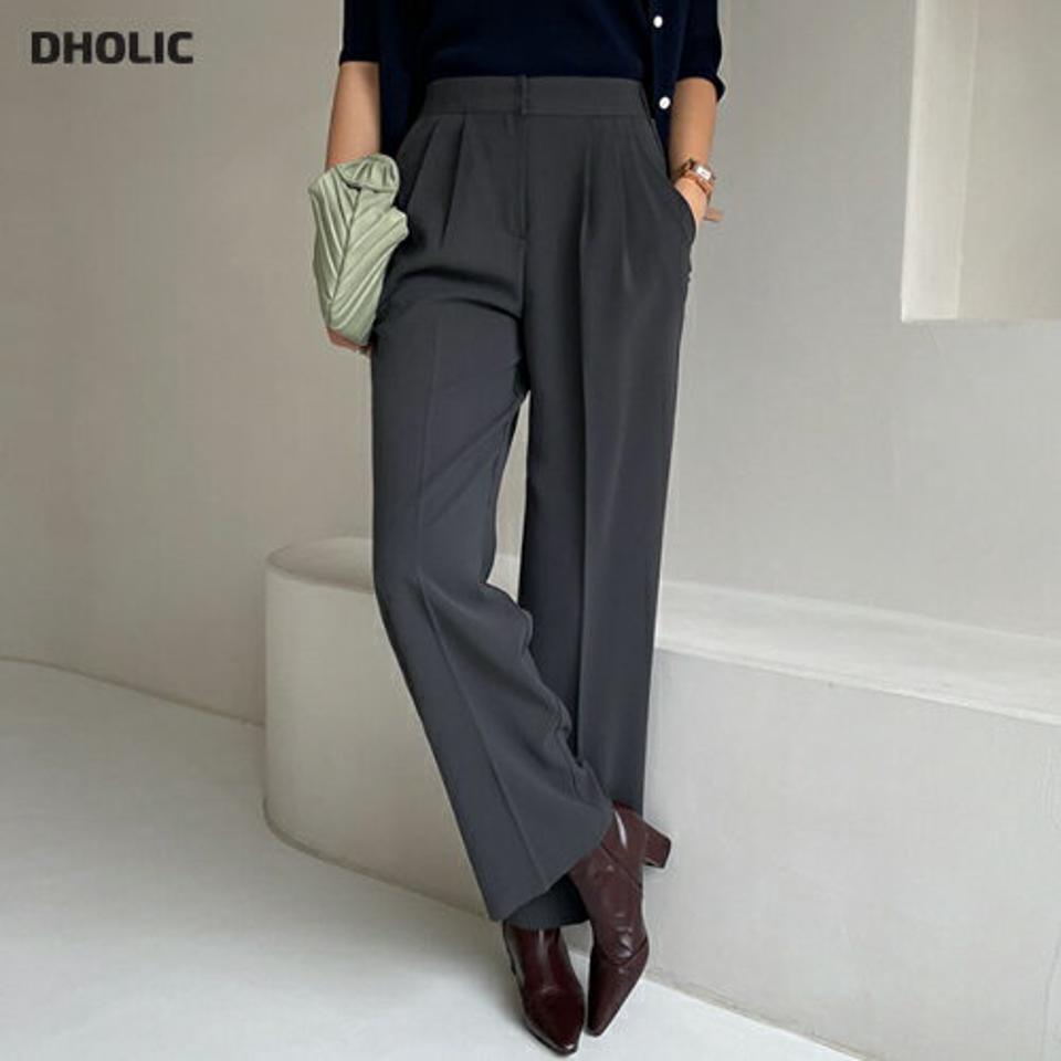 ピンタックストレートフィットスラックス・全4色・t00244 レディース 【pt】スラックス パンツ ズボン ロングパンツ ストレート 単色 無地 シンプル ベーシック 大人 オフィスカジュアル 春 秋 韓国 ファッション ハイホリHIHOLLI