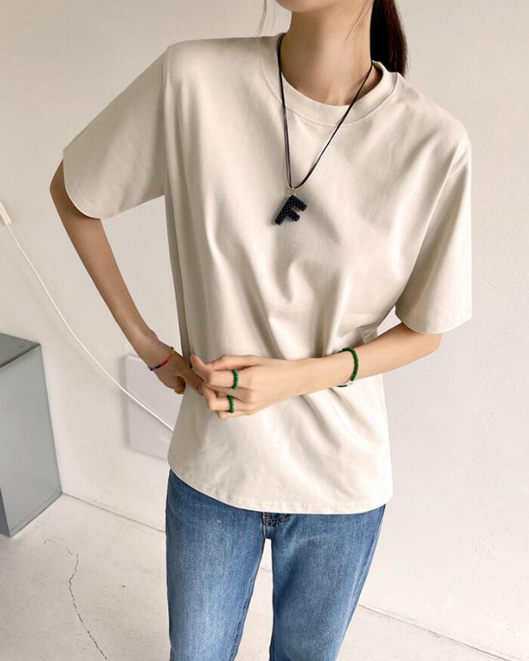 ANAIS(アナイス)ベルリンハーフTシャツ【9/6up_ka】【メール便】韓国 韓国ファッション レディース トップス Tシャツ 半袖 ラウンドネック 丸首 無地 シンプル 着回し 夏 秋レディース ファッション【7】