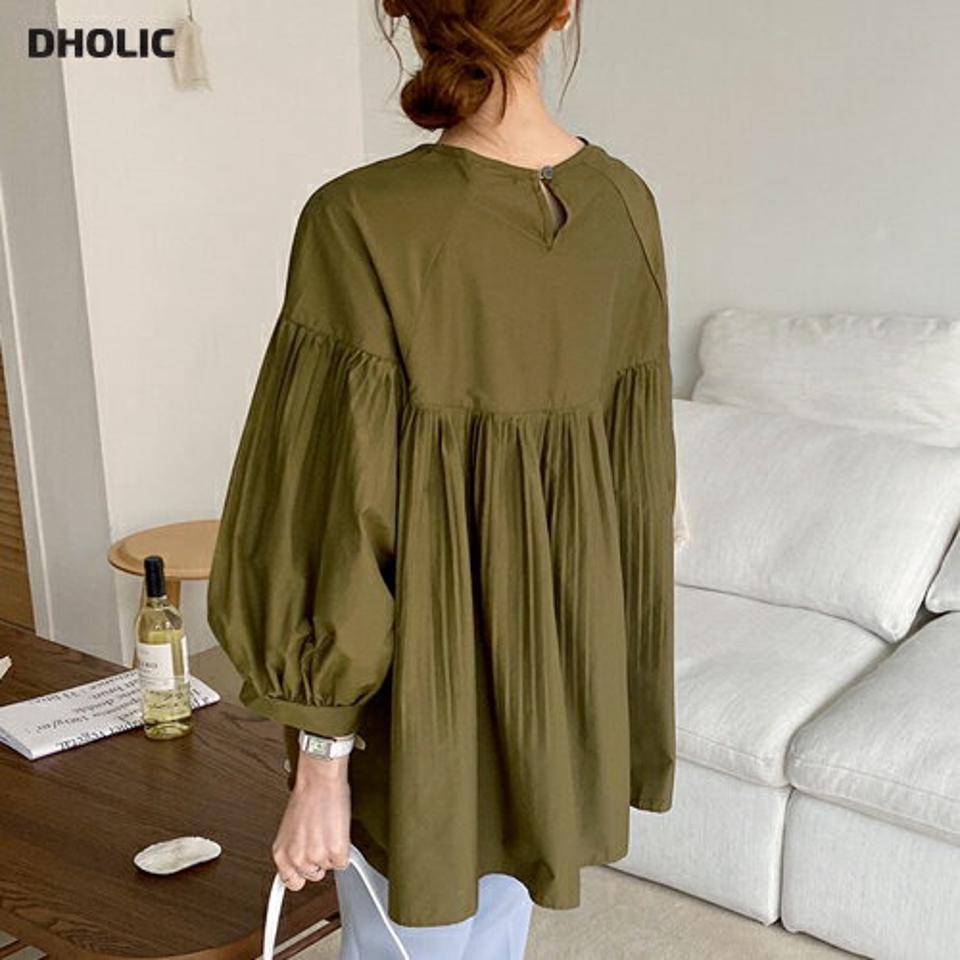 プリーツフレアブラウス・全4色・b69974 レディース 【bl】トップス ブラウス フレア プリーツ ガーリー 七分丈 七分袖 7分丈 7分袖 かわいい 春 秋 韓国ファッション ハイホリHIHOLLI