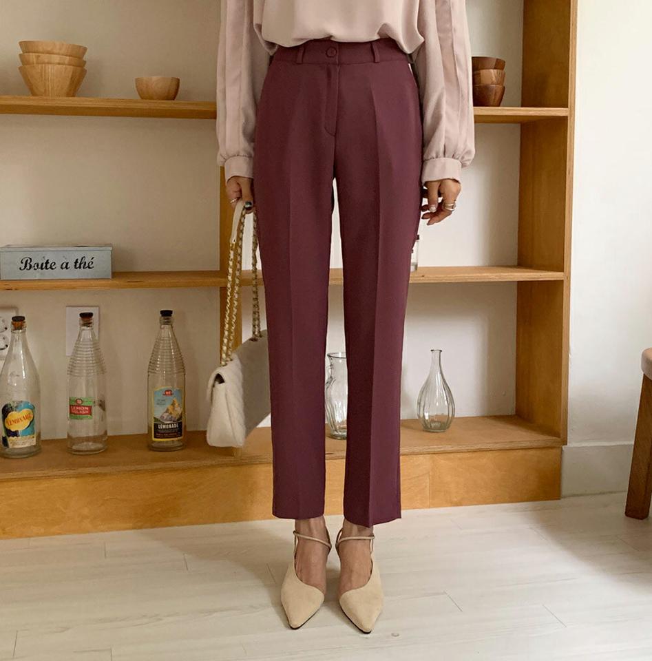 くるみボタンスラックス・全5色・t65878 レディース 【pt】韓国ファッション ボトムス ロング ロングパンツ スラックスパンツ スラックス スリム ボタン ベーシック ポケット オフィスカジュアル デイリー 美脚 秋 春