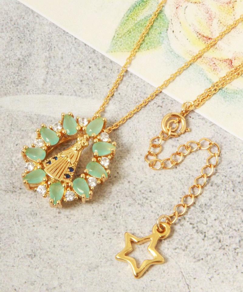 【ガラスマリアTOP】ドロップガラス×ブルーネックレス