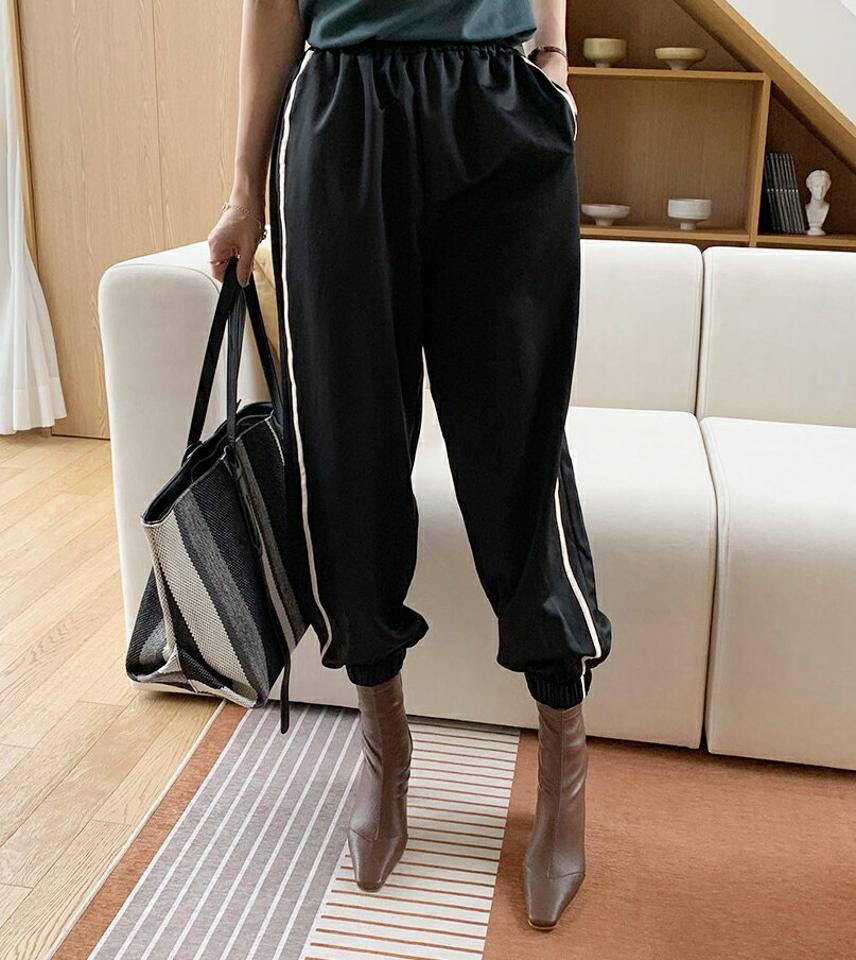 サイドラインジョガーパンツ・全3色・t00279 レディース 【pt】パンツ ズボン ロングパンツ ジョガーパンツ サイドライン カジュアル スポーティー ラフ ウエストゴム 春 秋 韓国 ファッション ハイホリHIHOLLI