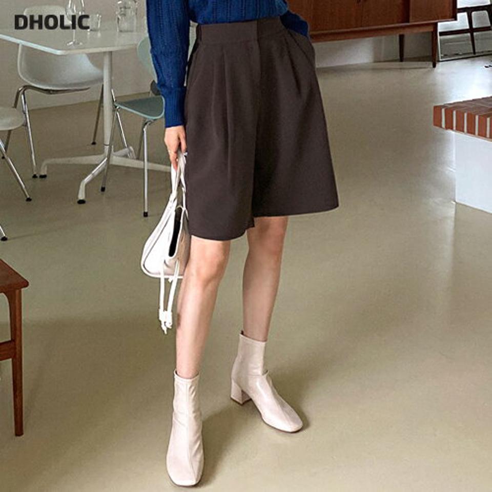 ツータックハーフパンツ・全3色・t58085 レディース 【pt】韓国 ファッション ボトムス ショート ショートパンツ ベーシック 美脚 ハーフパンツ ワイド ポケット スラックス風 スリム ゴム タック 体型カーバー 細身 足長 着痩せ 秋 春