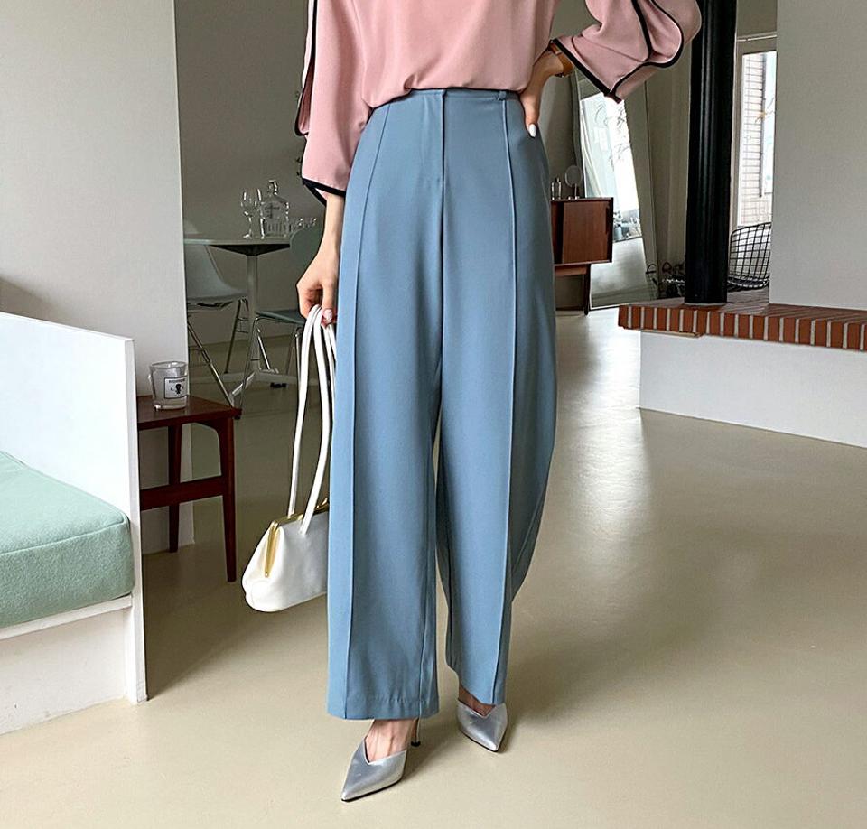 センタープレスワイドスラックス・全3色・t58086 レディース 【pt】韓国 ファッション ボトムス ロング ロングパンツ スラックスパンツ スラックス ワイド センタープレス 体型カバー ポケット オフィスカジュアル デイリー 足長 美脚 秋 春