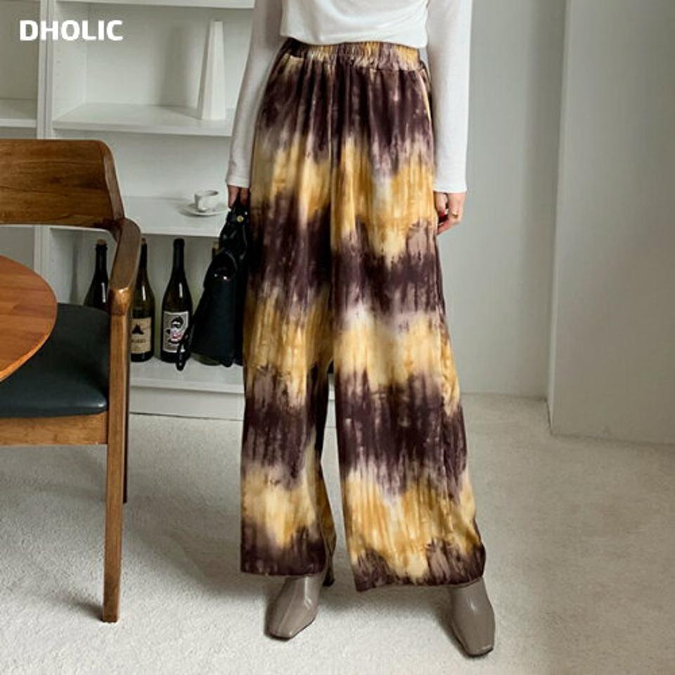 タイダイパターンワイドパンツ・全2色・t69959 レディース 【pt】パンツ ズボン ロングパンツ ワイド 総柄 タイダイ柄 模様 ウエストゴム カジュアル かわいい 春 秋 韓国 ファッション ハイホリHIHOLLI