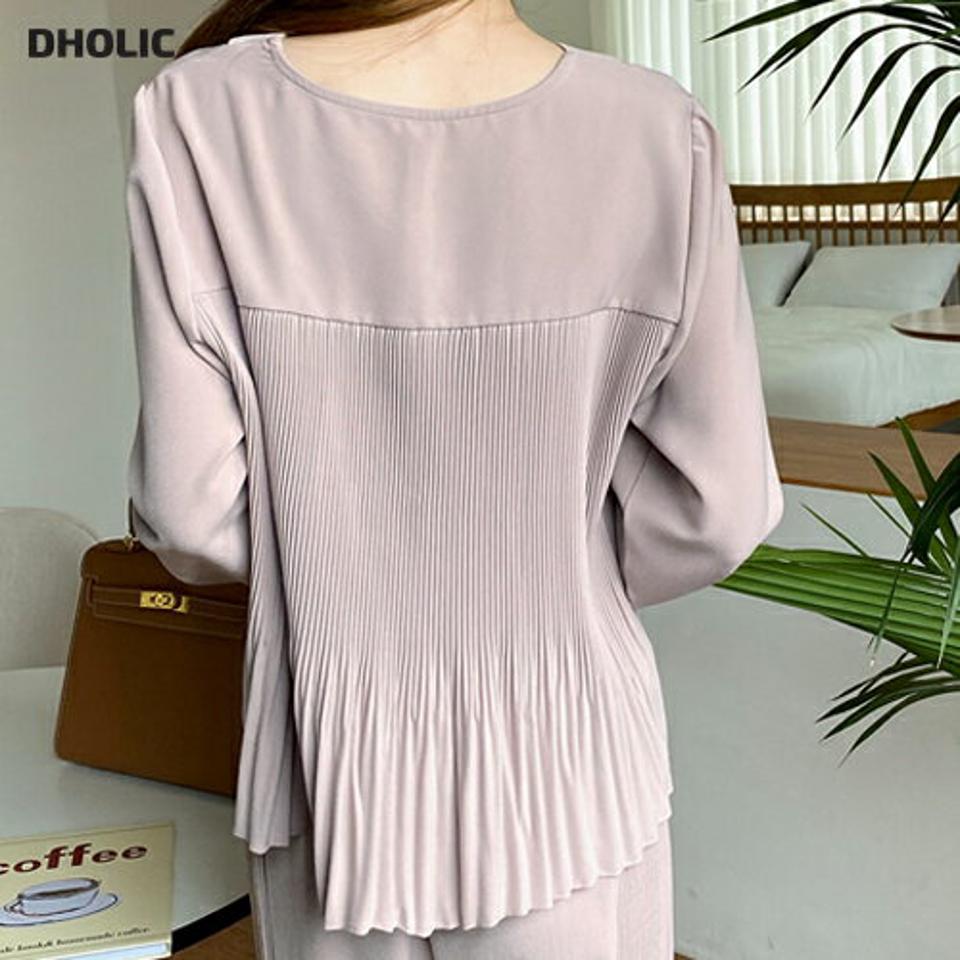 2WAYプリーツカラーブラウス・全2色・b69955 レディース 【bl】トップス ブラウス 長袖 プリーツ 体型カバー シンプル 単色 可愛い かわいい 春 秋 韓国 ファッション ハイホリHIHOLLI