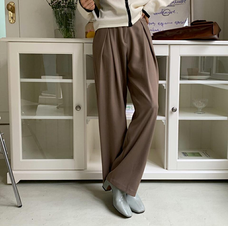 タックワイドスラックス・全3色・t62794 レディース 【pt】韓国 ファッション ボトムス ロング ロングパンツ スラックスパンツ スラックス ワイド タック 体型カバー ポケット カジュアル デイリー 足長 美脚 秋 春