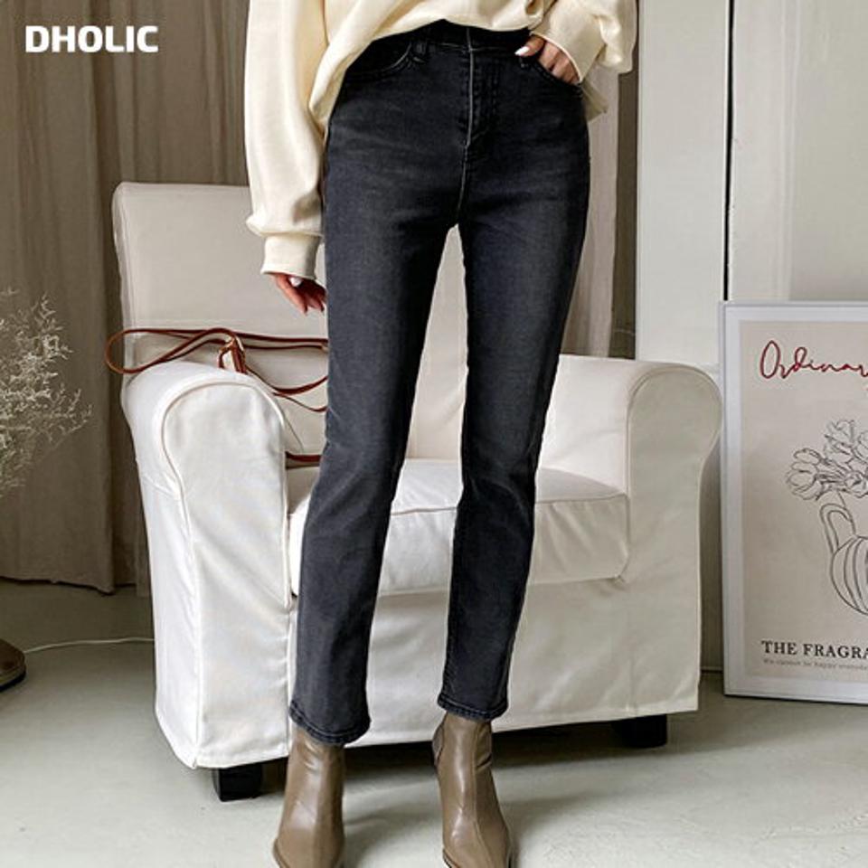 ウエストゴムタイトデニムパンツ・全2色・t62777 レディース 【pt】韓国ファッション ボトムス ロング ロングパンツ デニム スリム デニムパンツ ロング丈 ゴム ボタン ポケット 体型もカバー デイリー 美脚 足長 シンプル 秋 春