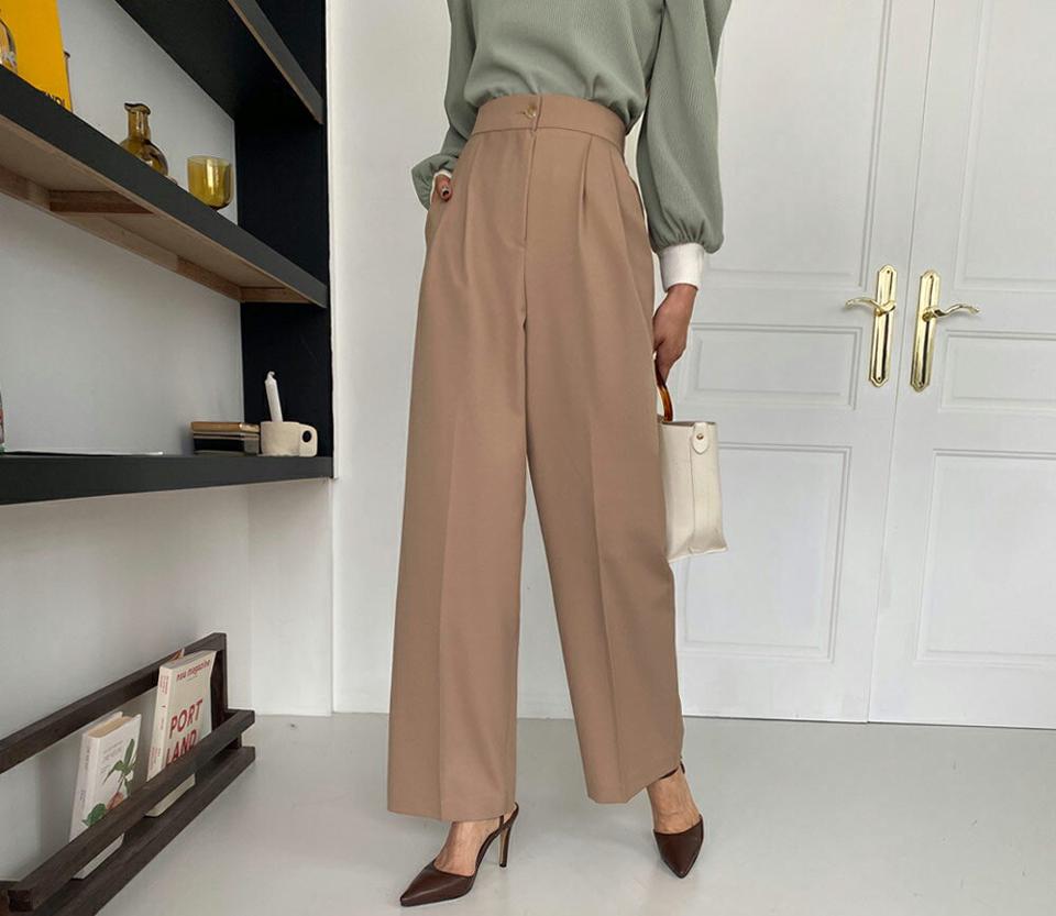 タックワイドスラックス・全4色・t62742 レディース 【pt】韓国ファッション ボトムス ロング ロングパンツ スラックスパンツ スラックス ワイド ゴム タック ベーシック ポケット オフィスカジュアル デイリー 足長 美脚 秋 春