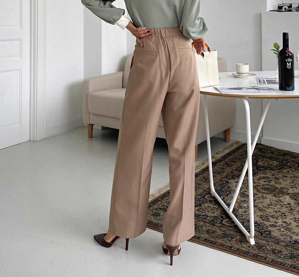 タックワイドスラックス・全4色・t62742 レディース 【pt】韓国ファッション ボトムス ロング ロングパンツ スラックスパンツ スラックス ワイド ゴム タック ベーシック ポケット オフィスカジュアル デイリー 足長 美脚 秋 春