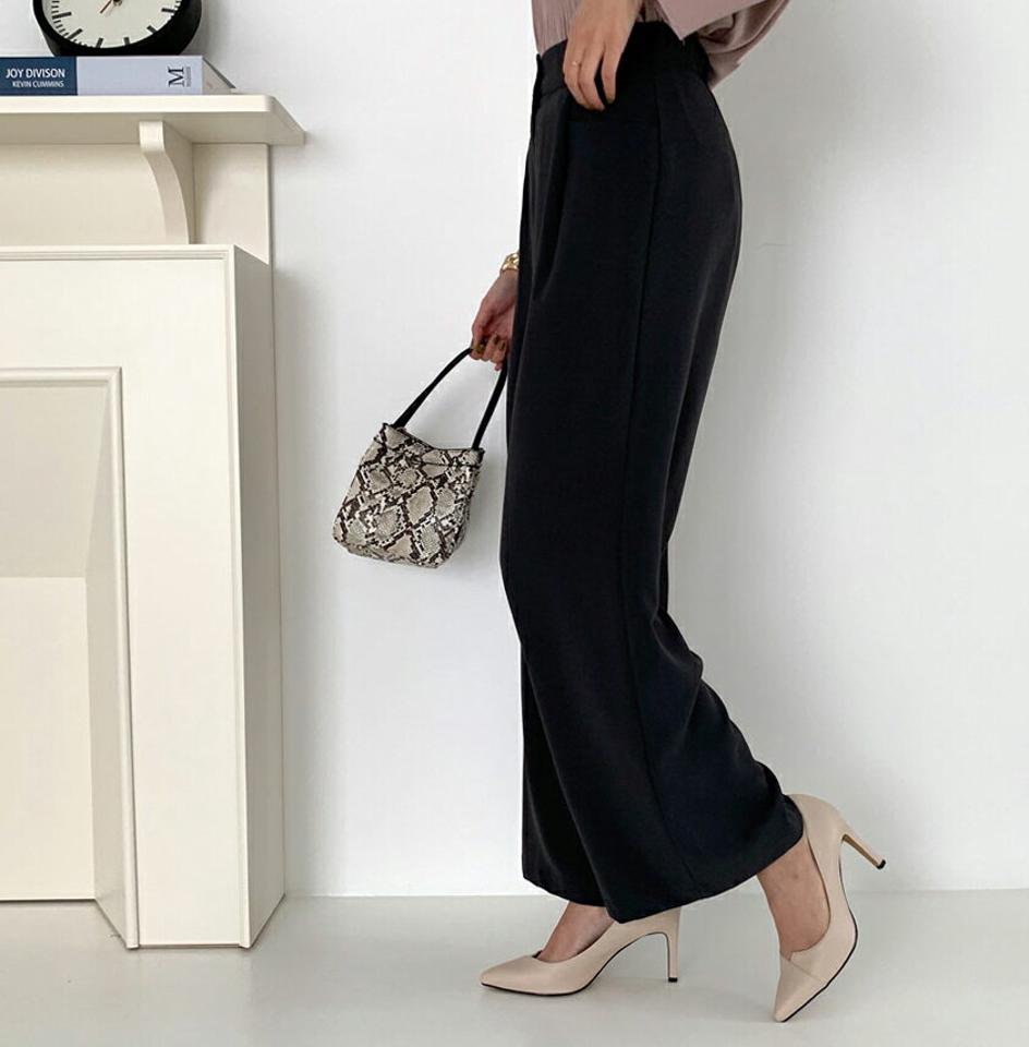 ポケットワイドスラックスパンツ・全4色・t69935 レディース 【pt】スラックス パンツ ズボン ロングパンツ ワイド 単色 無地 シンプル ベーシック 大人 きれいめ オフィスカジュアル 春 秋 韓国ファッション ハイホリHIHOLLI