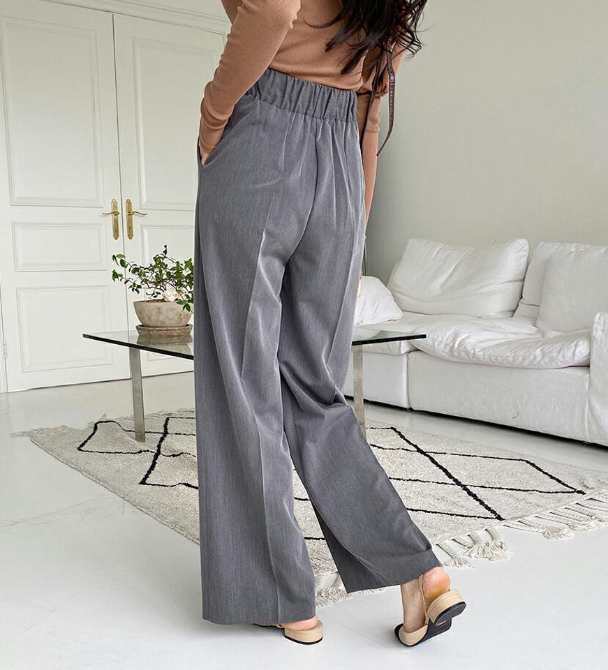 ツータックスラックス・全2色・t64990 レディース 【pt】韓国ファッション ボトムス パンツ ロング ロングパンツ スラックスパンツ スラックス ツータック ロング丈 ゴム 美脚 足長 細身 着痩せ 体型カーバー シンプル 春 秋 NIJU