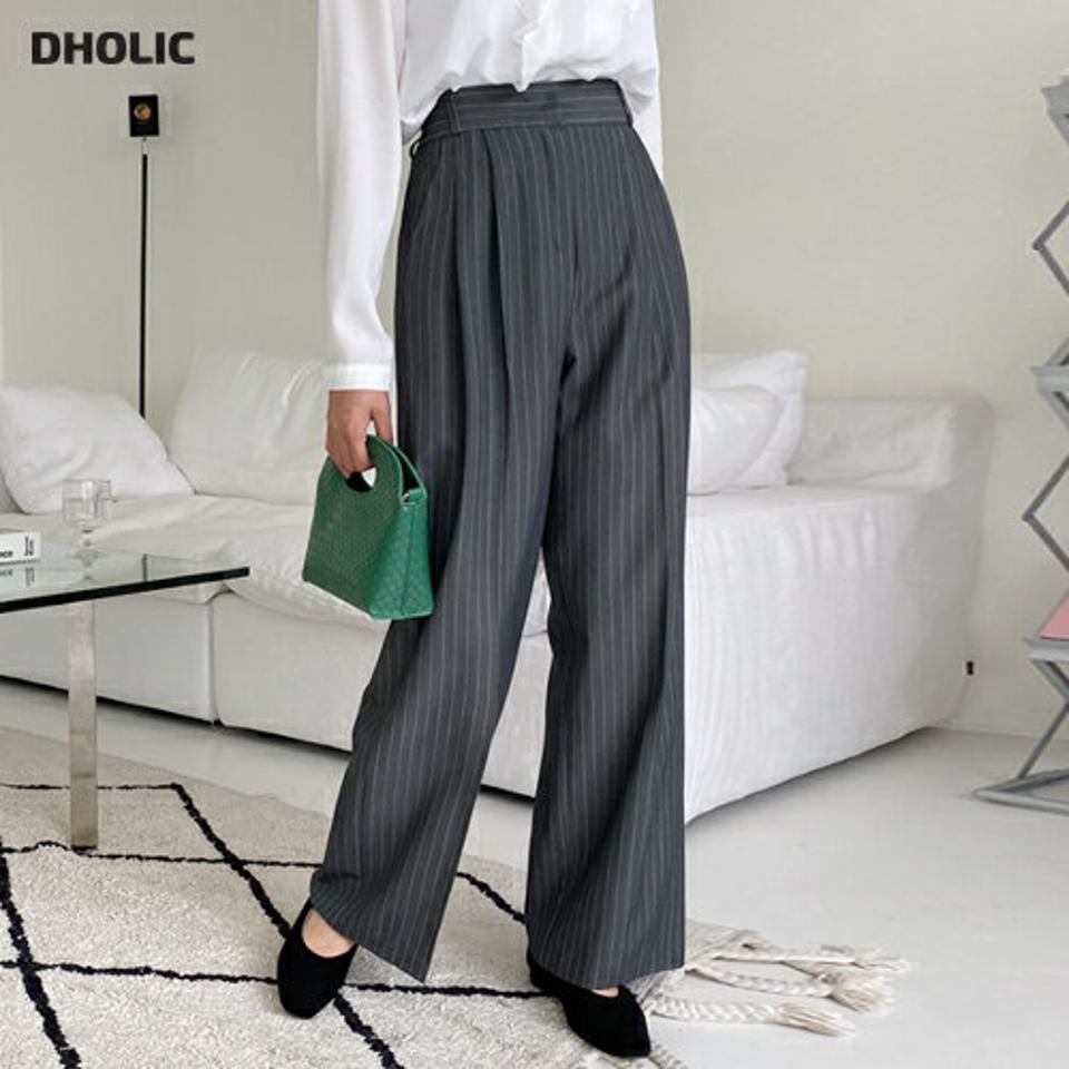 【大感謝祭特価】ストライプスラックスパンツ・全2色・t64994 レディース 【pt】韓国ファッション ボトムス パンツ ロング ロングパンツ スラックスパンツ スラックス ストライプ ハイウエスト タック 美脚 足長 細身 着痩せ シンプル 春 秋 NIJU セール