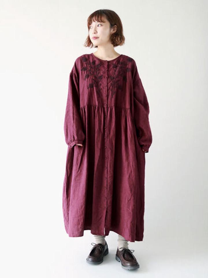 35th【Slowlinen】刺繍ワンピース（Samansa Mos2）
