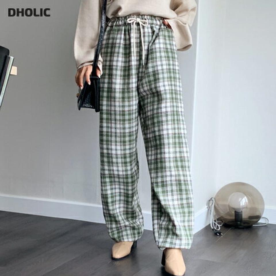 2WAYドロストチェックパンツ・全3色・t00804 レディース 【pt】韓国ファッション ボトムス パンツ ロング ロングパンツ 2WAY ドロストチェック カジュアル ストレート ジョガーパンツ ルーズ 無地 足長 細身 着痩せ 体型カーバー 春 秋 NIJU