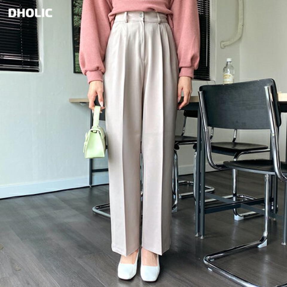 ツータックワイドスラックス・全2色・t00805 レディース 【pt】韓国 ファッション ボトムス パンツ ロング ロングパンツ スラックスパンツ スラックス ツータック ロング丈 ベーシック 美脚 足長 細身 着痩せ 体型カーバー シンプル 春 秋 NIJU