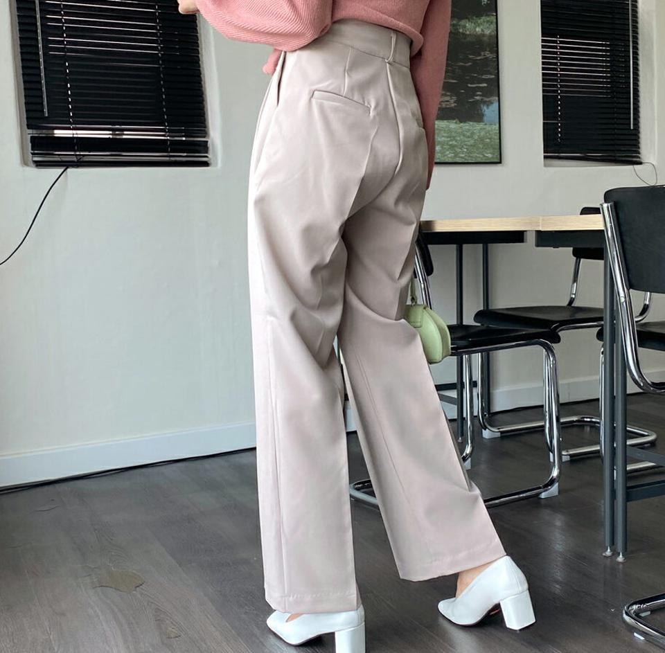 ツータックワイドスラックス・全2色・t00805 レディース 【pt】韓国 ファッション ボトムス パンツ ロング ロングパンツ スラックスパンツ スラックス ツータック ロング丈 ベーシック 美脚 足長 細身 着痩せ 体型カーバー シンプル 春 秋 NIJU