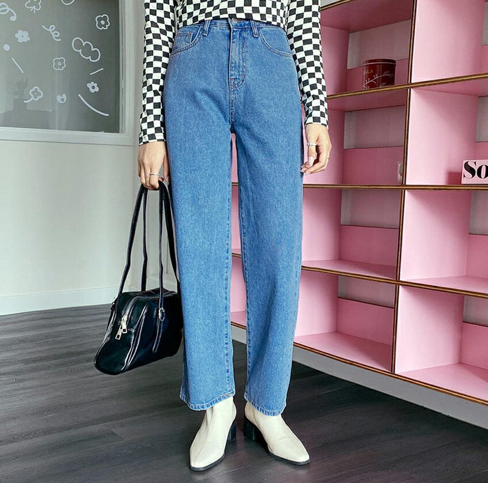 ワイドデニムパンツ・全1色・t00806 レディース 【pt】韓国ファッション ボトムス パンツ ロング ロングパンツ デニムパンツ デニム ワイド 美脚 ストレート ポケット 細身 体型カバー カジュアル 足長 春 秋 NIJU