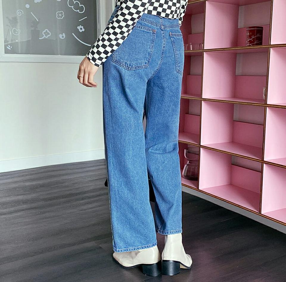 ワイドデニムパンツ・全1色・t00806 レディース 【pt】韓国ファッション ボトムス パンツ ロング ロングパンツ デニムパンツ デニム ワイド 美脚 ストレート ポケット 細身 体型カバー カジュアル 足長 春 秋 NIJU
