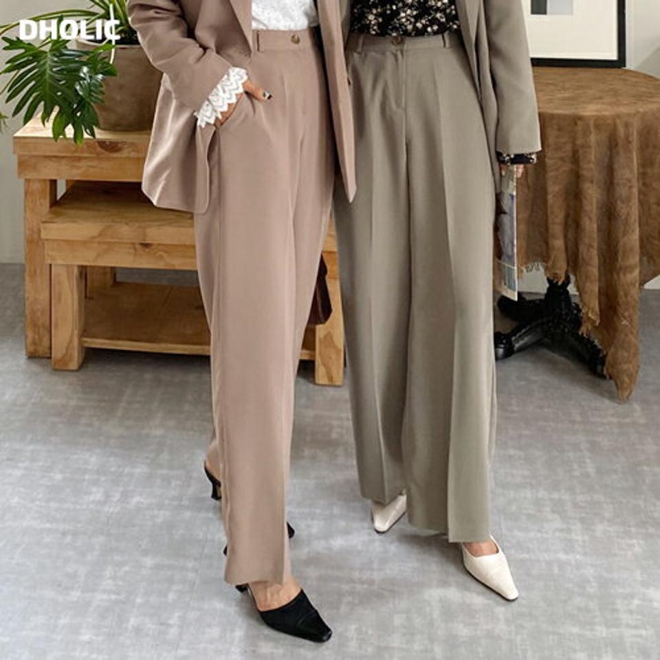 ストレートスラックス・全3色・t64845 レディース 【pt】韓国ファッション ボトムス ロング ロングパンツ スラックスパンツ スラックス ストレート ポケット ボタン カジュアル デイリー 足長 美脚 フェミニン 秋 春232