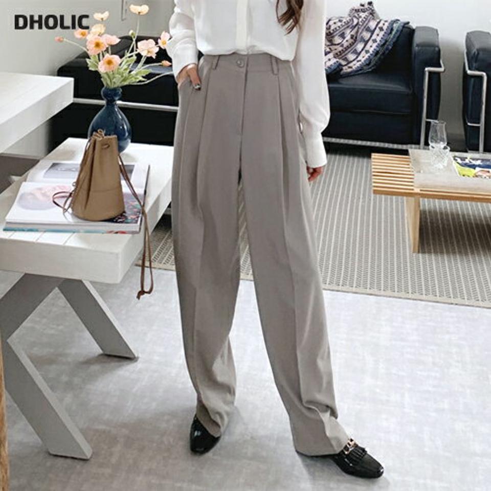 ツータックワイドスラックス・全3色・t64854 レディース 【pt】韓国ファッション ボトムス ロング ロングパンツ スラックスパンツ スラックス ツータック ワイド ストレート ハイウエスト 体型カバー カジュアル デイリー 足長 フェミニン 秋 春