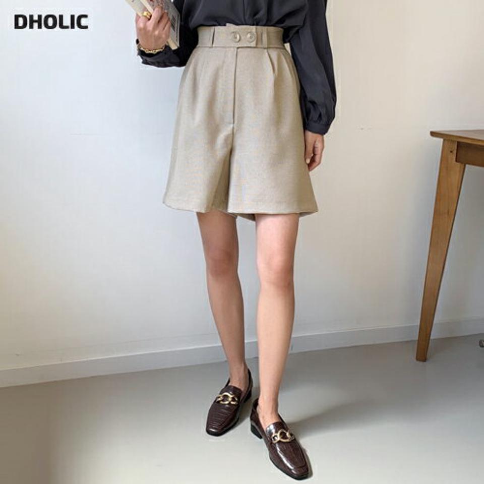 即日配送【只今30%OFF】ツーボタンチェックショートパンツ・全3色・t65909 レディース 【pt】韓国ファッション ボトムス ショート ショートパンツ ハーフパンツ ツーボタン チェック 美脚 ユニーク ワイド ポケット アンバランス 体型カバー 細身 足長 着痩せ 秋 春