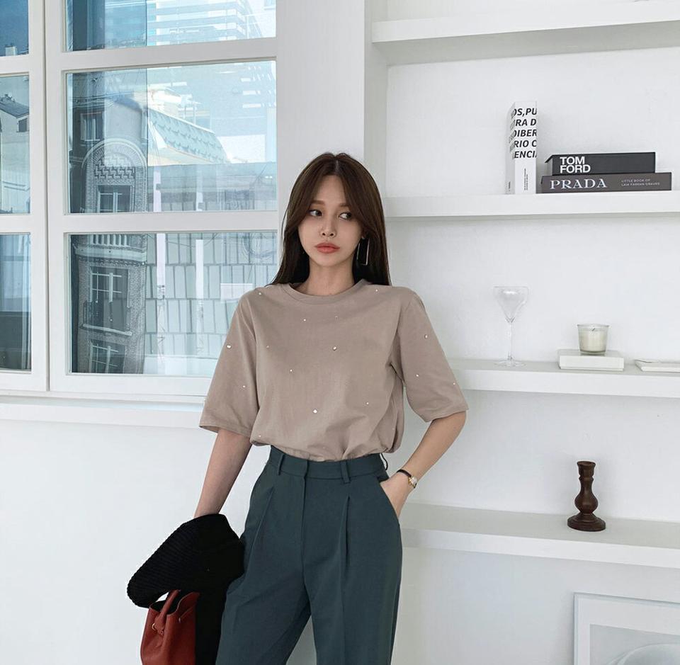 コットンキュービックTシャツ・全3色・b70004 レディース 【tops】トップス Tシャツ 半袖 ハーフスリーブ キュービック 可愛い かわいい フェミニン コットン 綿 春 夏 韓国 ファッション ハイホリHIHOLLI