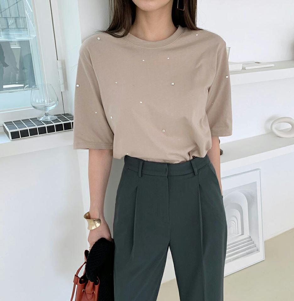 コットンキュービックTシャツ・全3色・b70004 レディース 【tops】トップス Tシャツ 半袖 ハーフスリーブ キュービック 可愛い かわいい フェミニン コットン 綿 春 夏 韓国 ファッション ハイホリHIHOLLI