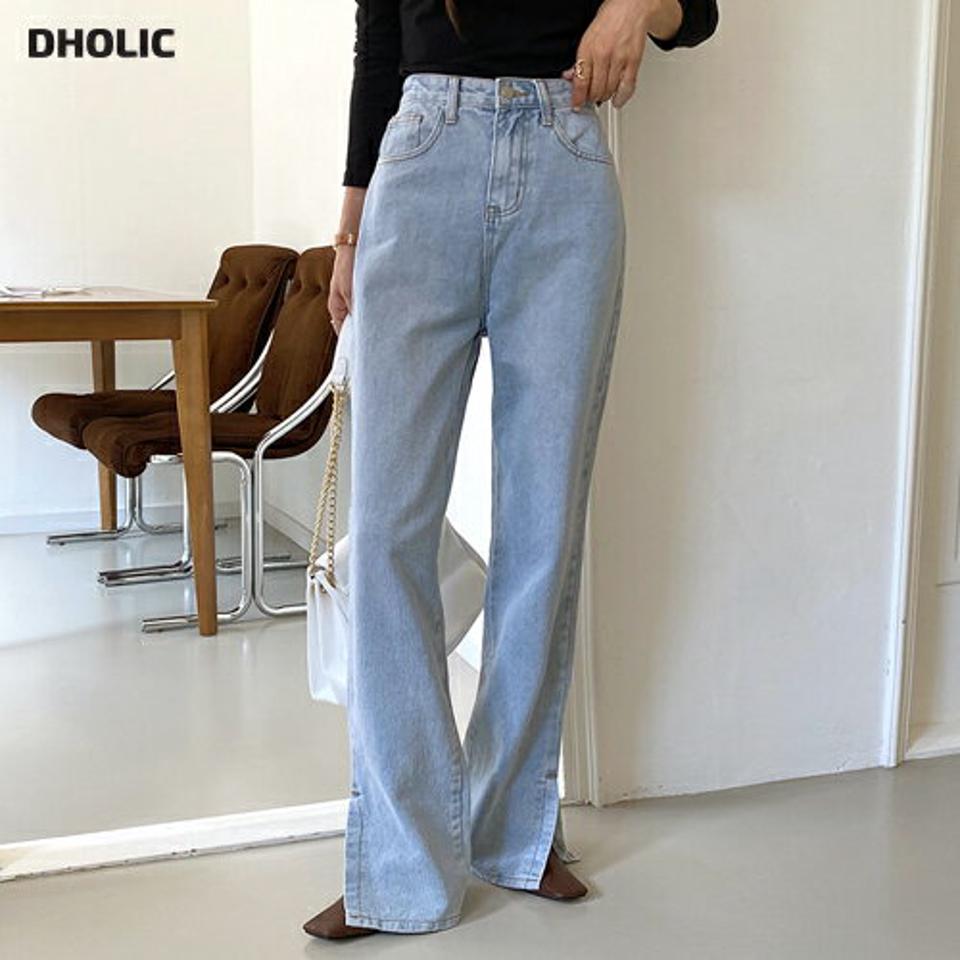 スリットワイドデニムパンツ・全2色・t65912 レディース 【pt】韓国ファッション ボトムス ロング ロングパンツ デニム スリット ワイド デニムパンツ ロング丈 ウォッシング ポケット 体型もカバー デイリー 美脚 足長 シンプル 秋 春