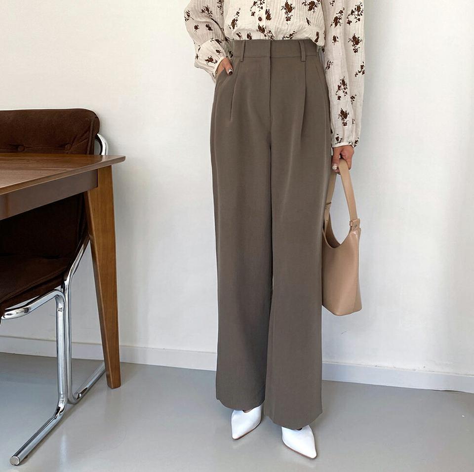 即日配送 タックワイドスラックスパンツ・全4色・t65910 レディース 【pt】韓国ファッション ボトムス ロング ロングパンツ スラックスパンツ スラックス ツータック ワイド スリム 体型カバー カジュアル デイリー 足長 美脚 フェミニン 秋 春237