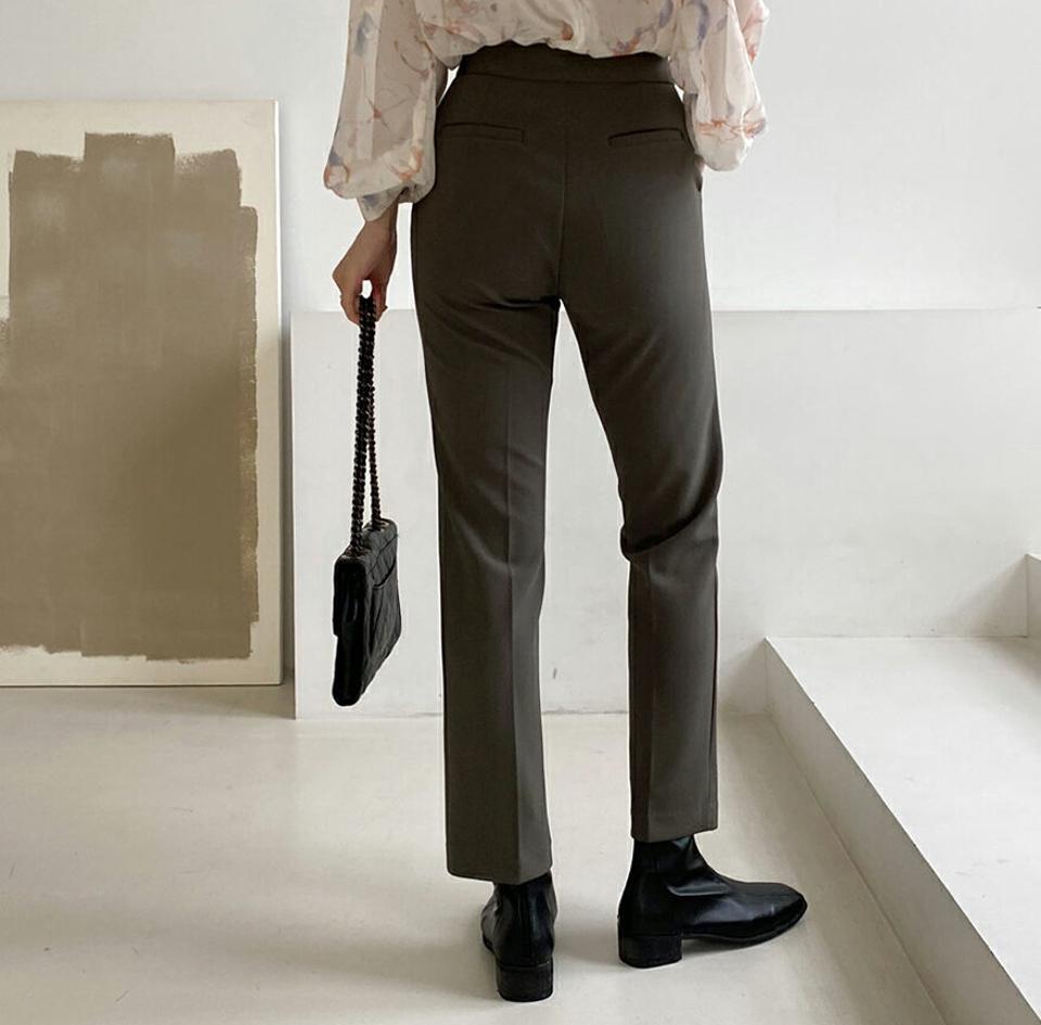 ストレートフィットスラックス・全3色・b00317 レディース 【pt】スラックス パンツ ズボン ロングパンツ 単色 無地 シンプル ベーシック ストレート 大人 オフィスカジュアル 春 秋 韓国ファッション ハイホリHIHOLLI