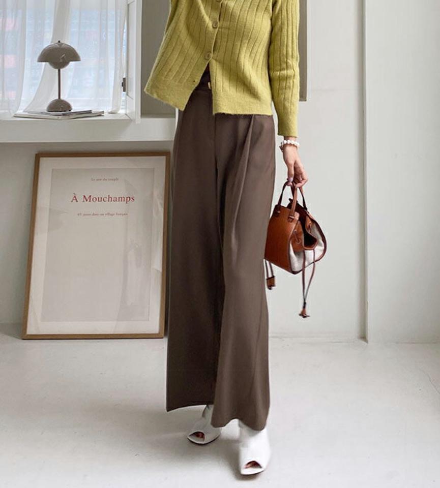 ワイドサイドタックスラックス・全3色・t58127 レディース 【pt】韓国 ファッション ボトムス ロング ロングパンツ ベーシック ワイド スラックス ストレート オフィスカジュアル ハイウエスト 無地 体型カーバー 足長 着痩せ 秋 春