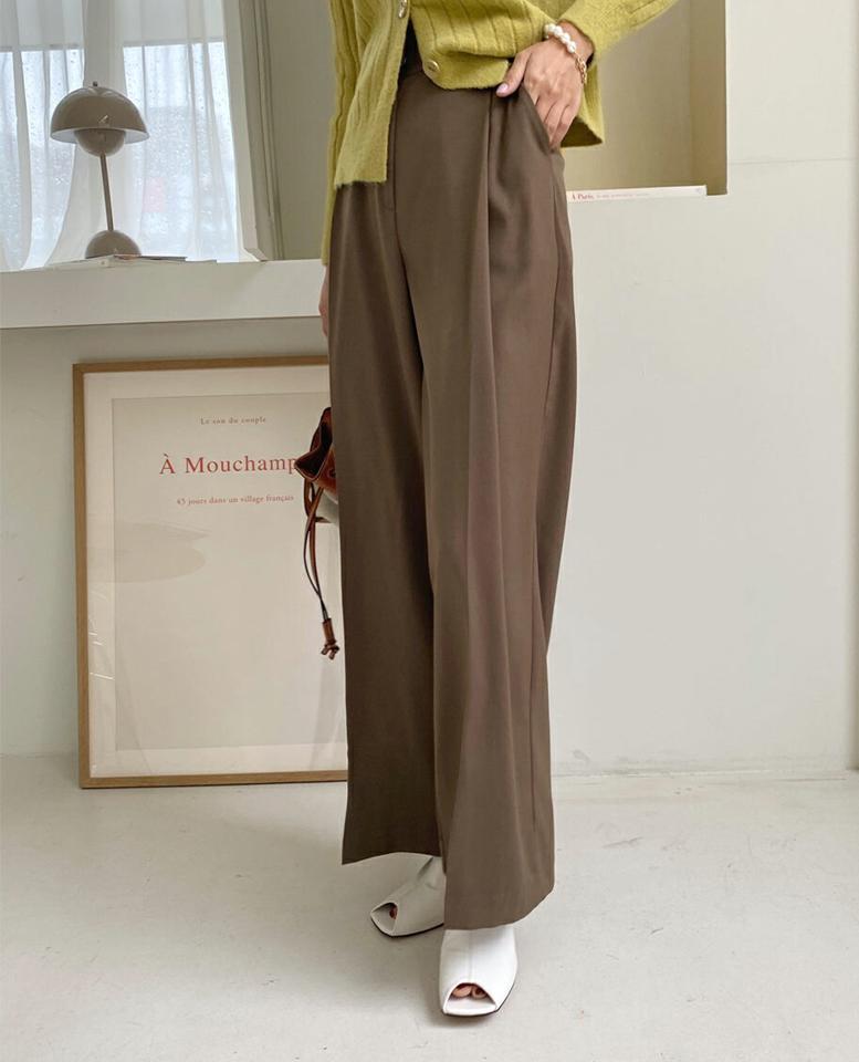 ワイドサイドタックスラックス・全3色・t58127 レディース 【pt】韓国 ファッション ボトムス ロング ロングパンツ ベーシック ワイド スラックス ストレート オフィスカジュアル ハイウエスト 無地 体型カーバー 足長 着痩せ 秋 春