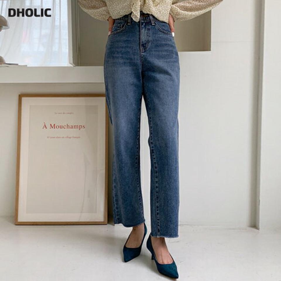 ストレートワイドデニムパンツ・全1色・t58128 レディース 【pt】韓国ファッション ボトムス ロング ロングパンツ ベーシック ストレート ワイド デニムパンツ デニム ハイウエスト 無地 体型カバー 足長 着痩せ 秋 春