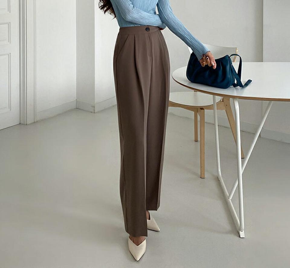 ワイドタックスラックス・全3色・t65496 レディース 【pt】韓国ファッション ボトムス ロング ロングパンツ スラックスパンツ スラックス ワイド タック トレート ポケット ボタン カジュアル デイリー 足長 美脚 フェミニン 秋 春