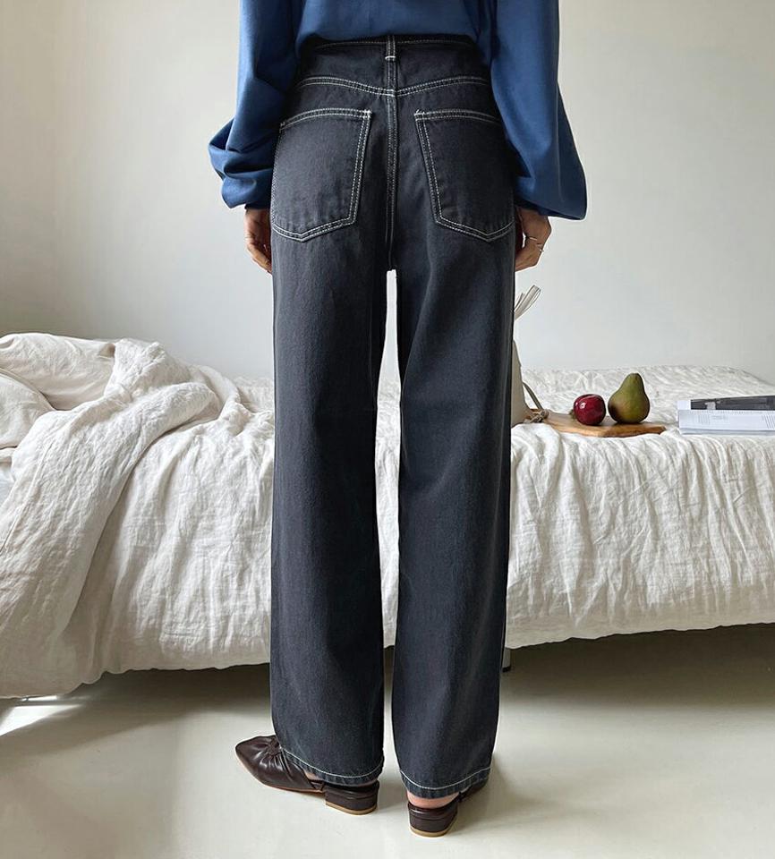 ステッチコットンパンツ・全2色・t62774 レディース 【pt】韓国ファッション ボトムス ロング ロングパンツ ステッチ コットンパンツ コットン ベーシック ボタン ロング丈 ウォッシング ポケット 体型もカバー デイリー 美脚 足長 シンプル 秋 春250