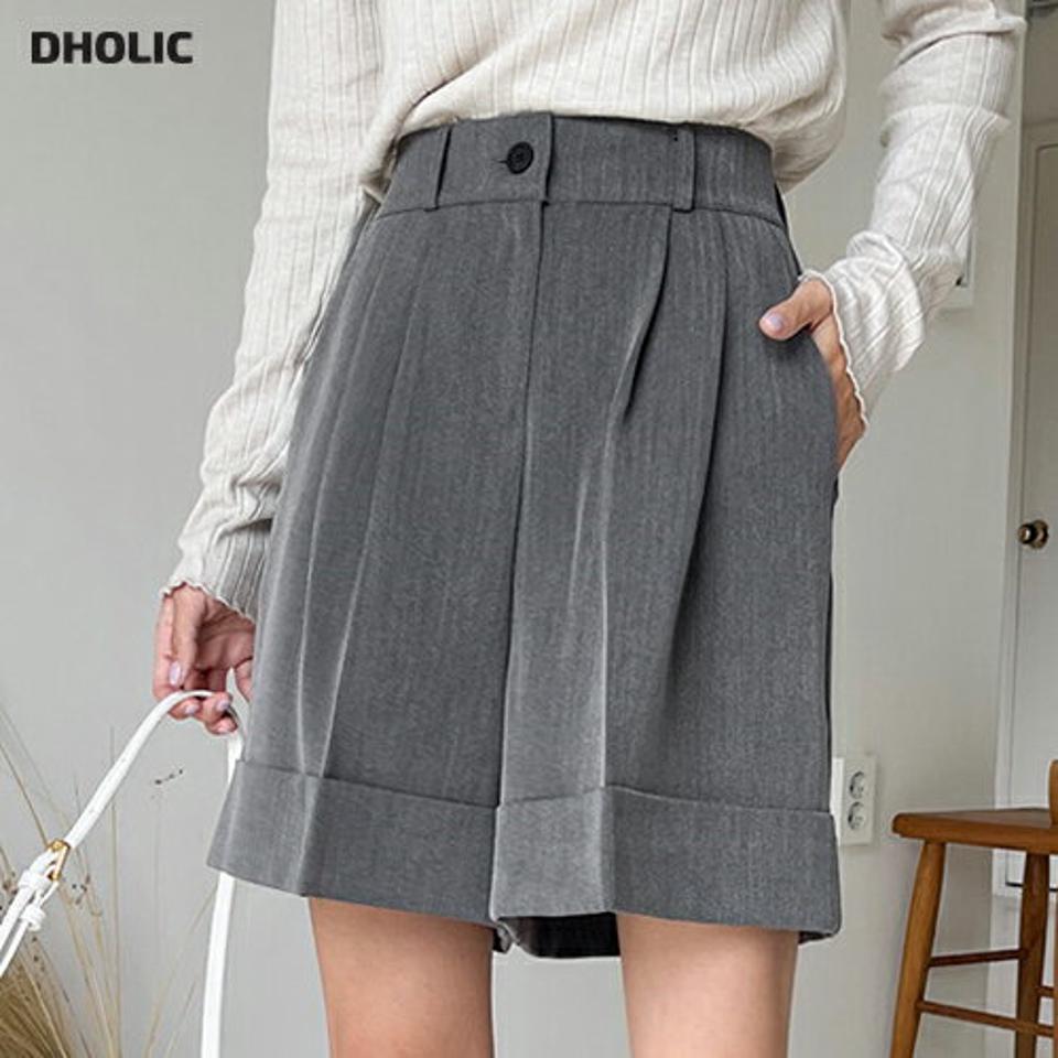 タックバックゴムハーフパンツ・全2色・t62773 レディース 【pt】韓国ファッション ボトムス ショート ショートパンツ ハーフパンツ タック ゴム スラックス風 美脚 ポケット ロールアップ 細身 足長 着痩せ 秋 春