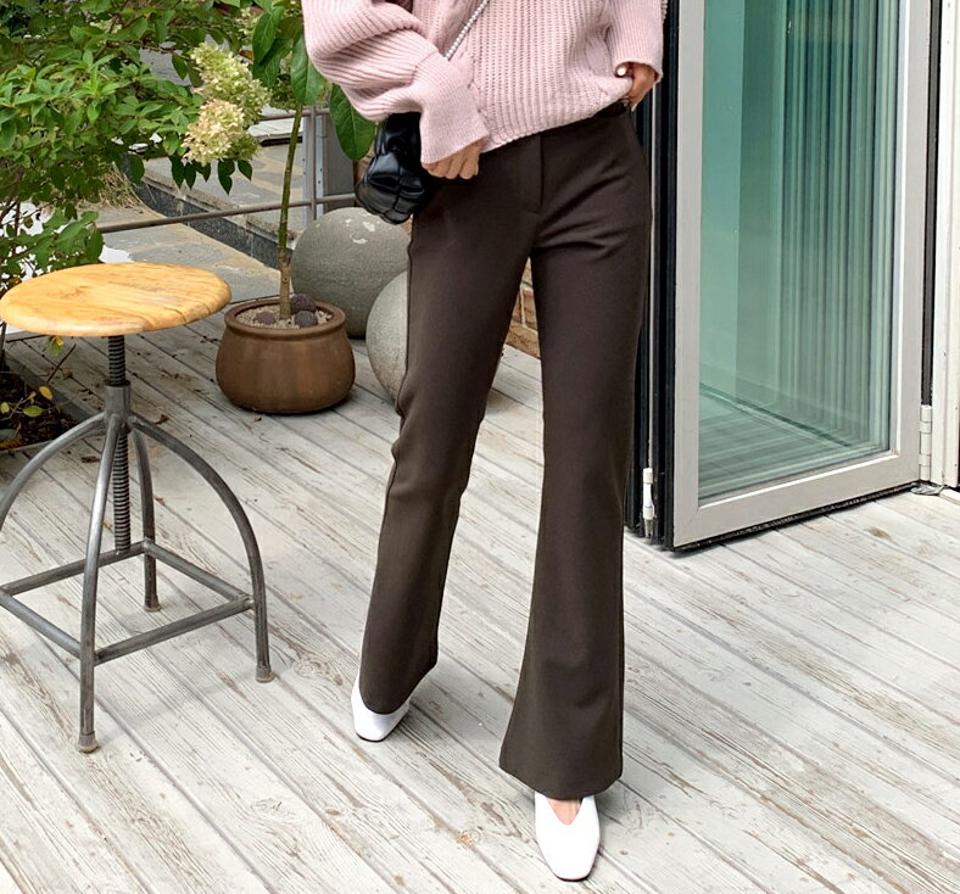 2ボタンフレアパンツ・全3色・t65042 レディース 【pt】韓国 ファッション ボトムス パンツ ロング フレアパンツ ポイン フレア ハイウエスト スリム フィット 美脚 10分丈 十分丈 カジュアル デイリー 春 秋 NIJU