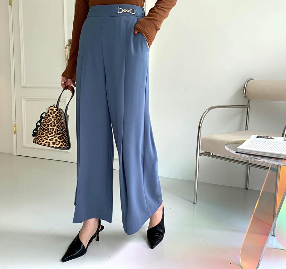 ビットワイドパンツ・全3色・b70043 レディース 【pt】パンツ ズボン ロングパンツ ワイド 単色 無地 シンプル 大人 きれいめ オフィスカジュアル カラーパンツ 春 秋 韓国ファッション ハイホリHIHOLLI