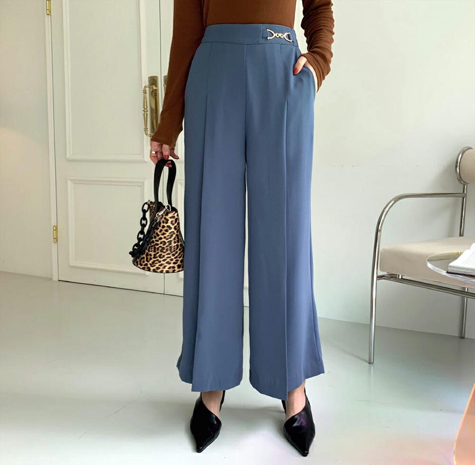 ビットワイドパンツ・全3色・b70043 レディース 【pt】パンツ ズボン ロングパンツ ワイド 単色 無地 シンプル 大人 きれいめ オフィスカジュアル カラーパンツ 春 秋 韓国ファッション ハイホリHIHOLLI