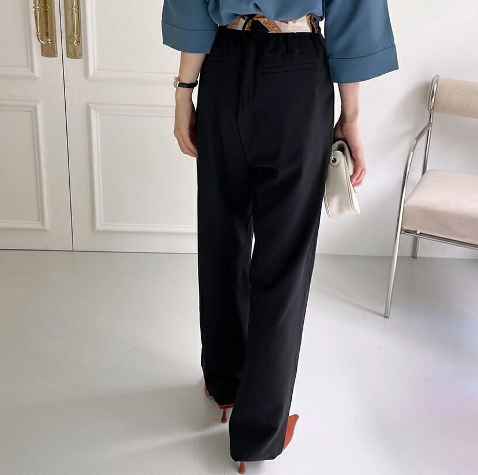 チェーンスカーフワイドパンツ・全3色・t70046 レディース 【pt】パンツ ズボン ロングパンツ ワイド スカーフ 単色 無地 シンプル 大人 ベーシック オフィスカジュアル 春 秋 韓国ファッション ハイホリHIHOLLI