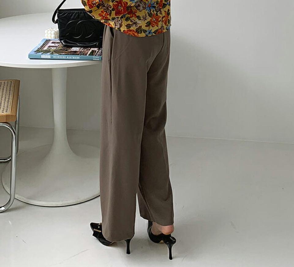 バックゴムボタンワイドスラックスパンツ・全4色・t70047 レディース 【pt】スラックス パンツ ズボン ロングパンツ ワイド 単色 無地 シンプル ベーシック 大人 春 秋 韓国ファッション ハイホリHIHOLLI