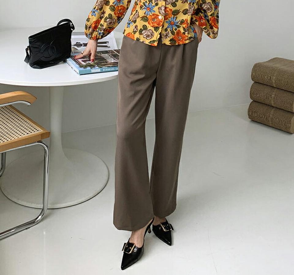 バックゴムボタンワイドスラックスパンツ・全4色・t70047 レディース 【pt】スラックス パンツ ズボン ロングパンツ ワイド 単色 無地 シンプル ベーシック 大人 春 秋 韓国ファッション ハイホリHIHOLLI