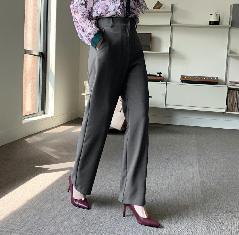 ルーズフィットストレートパンツ・全3色・t70141 レディース 【pt】 ボトムス ロング ロングパンツ ベーシック ワイド ルーズ 体型カーバー 足長 着痩せ スリム ストレート オフィスカジュアル 春 秋 韓国 ファッション ハイホリHIHOLLI